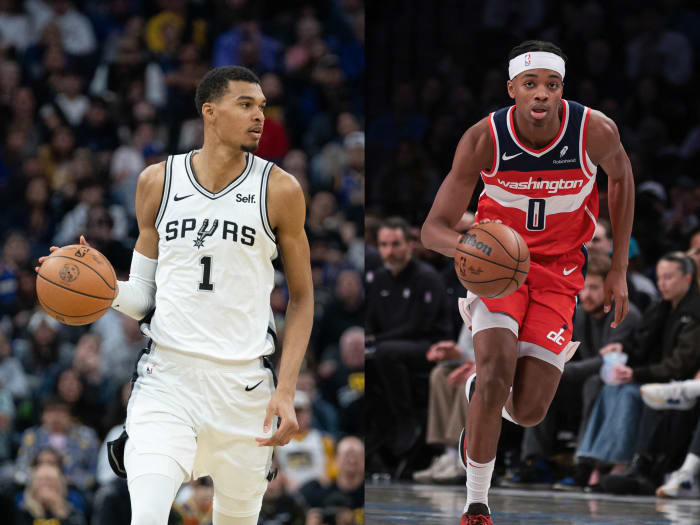 San Antonio Spurs' rookie Victor Wembanyama (left) and Bilal Coulibaly (right) were teammates in France.